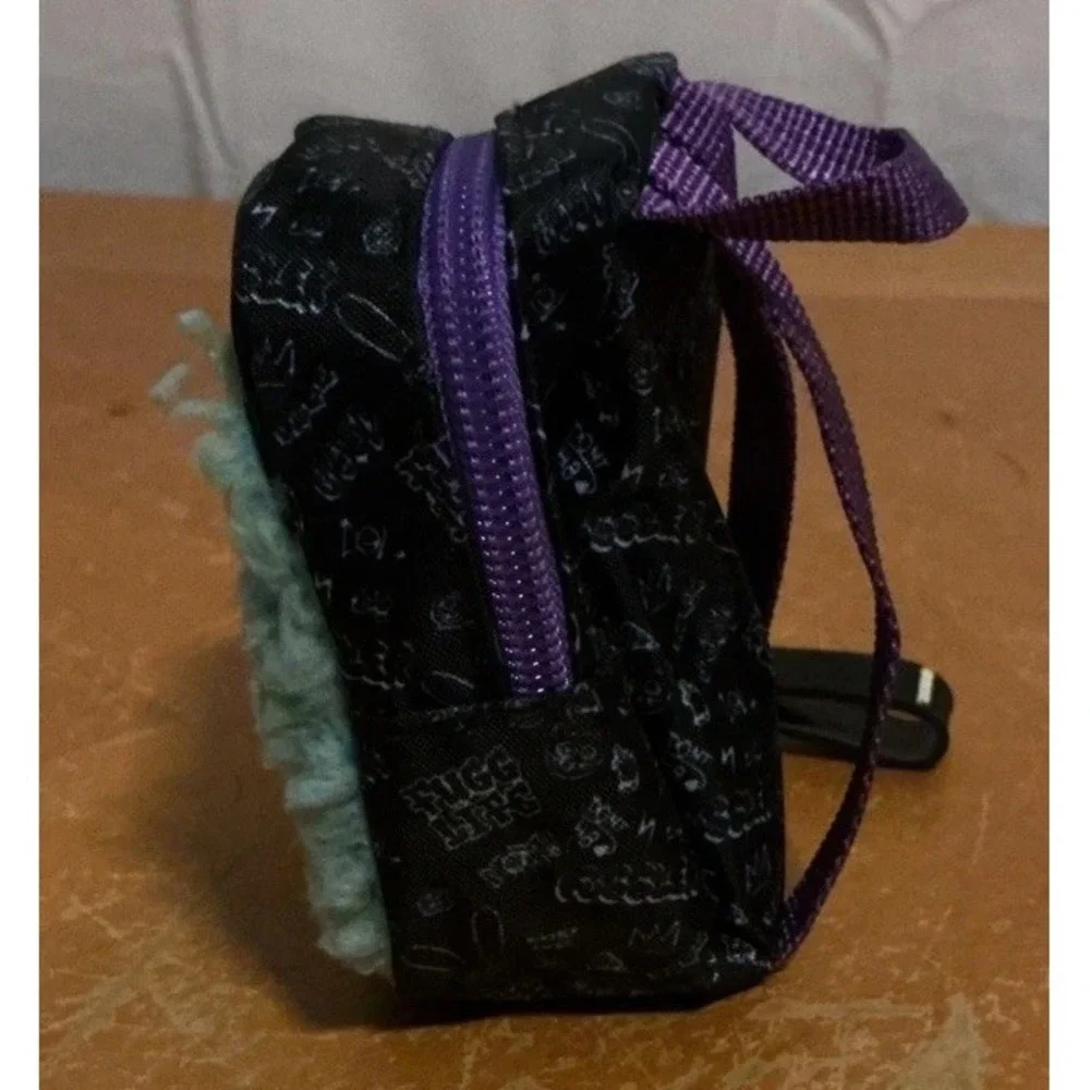 Fuggler Monster Mini Backpack Black Purple Blue with Handle & Zipper Closure